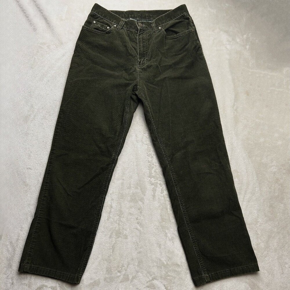Lauren Jeans Co Ralph Lauren Women's 4 Corduroy Pants Dark Green Straight Leg